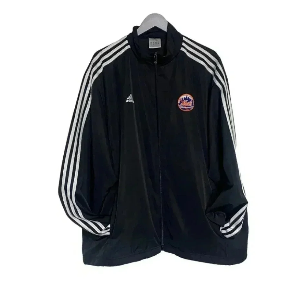 Adidas NY Mets Track Jacket 2XL Black MLB Climalite Full‎ Zip 3-Stripes Mens